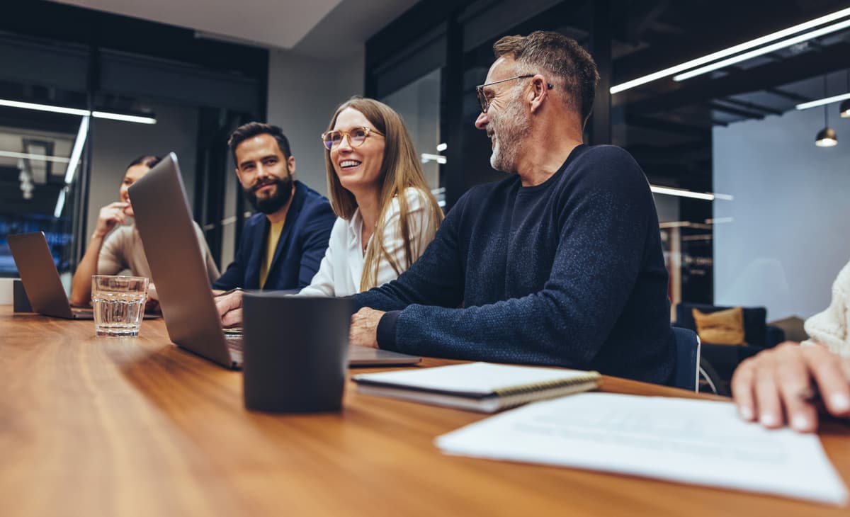 People Smile at laptop